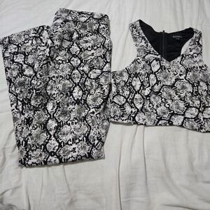 Express Black and White Snake Print Jumpsuit